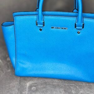 Michael Kors Blue Satchel with Sleek Leather Finish